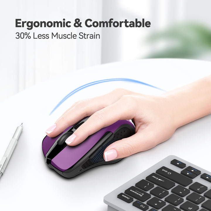Wireless Mouse, 2.4G Ergonomic Optical Mouse, Computer Mouse for Laptop, PC, Computer, Chromebook, Notebook, 6 Buttons, 24 Months Battery Life, 2600 DPI, 5 Adjustment Levels