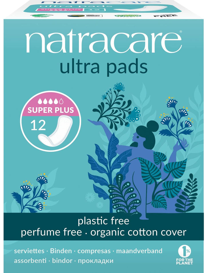 Natural Ultra Pads Organic Cotton Cover, Super Plus, 12 Count