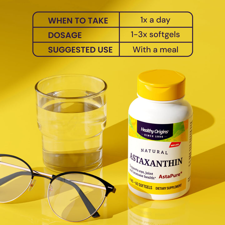 Astaxanthin 4 mg (Natural, Astapure, Non-GMO, Gluten Free, Eye Support, Joint Support, Immune Support), 150 Softgels