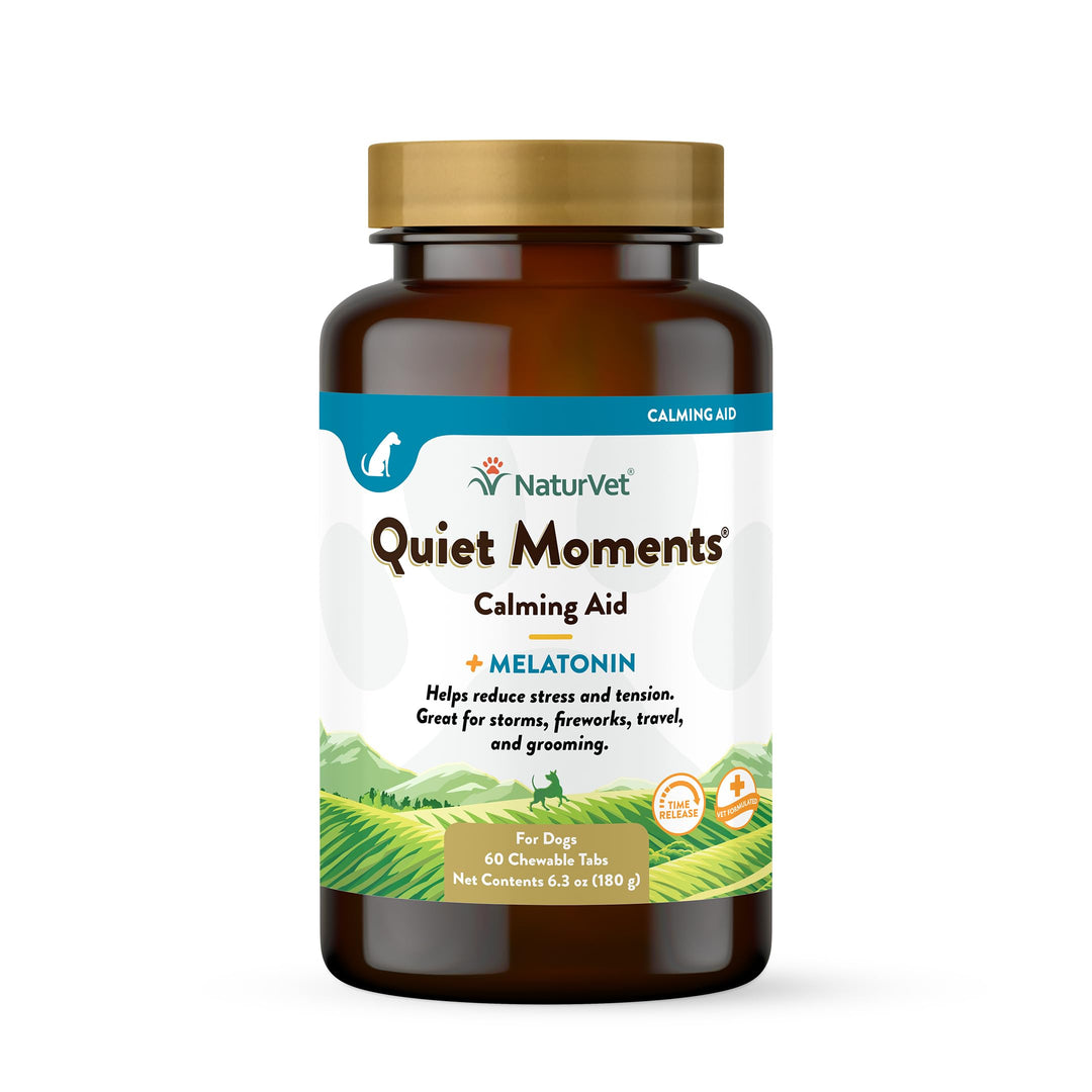 Quiet Moments Calming Aid Dog Supplement, Helps Promote Relaxation, Reduce Stress, Storm Anxiety, Motion Sickness for Dogs (Quiet Moments Melatonin, 60 Soft Chews)