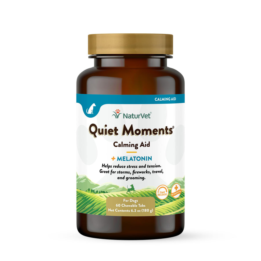 Quiet Moments Calming Aid Dog Supplement, Helps Promote Relaxation, Reduce Stress, Storm Anxiety, Motion Sickness for Dogs (Quiet Moments Melatonin, 60 Soft Chews)