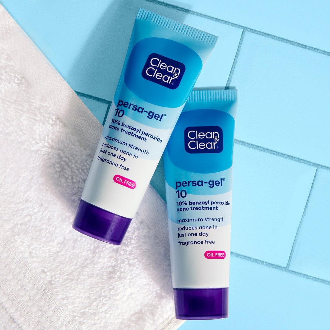 Clean & Clear Persa-Gel 10 Acne Medication Spot Treatment with Maximum Strength 10% Benzoyl Peroxide, Pimple Cream & Acne Gel Medicine for Face Acne with Benzoyl Peroxide Medication, 1 oz