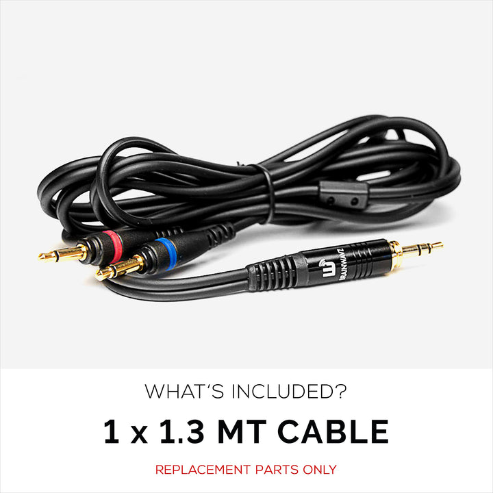 Replacement Headphone Audio Cable - 1.3 Meters - for Use HM5, NVX XPT100, Lindy HF100, HF110, Fischer Audio FA-003, Monoprice HR-5, HR-5C - (Black