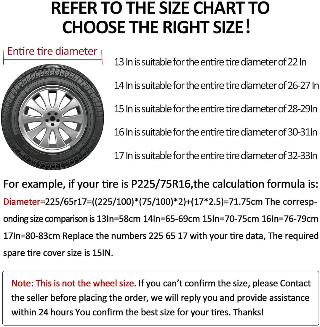 Amfor Spare Tire Cover, Universal Fit for Jeep, Trailer, RV, SUV, Truck and Many Vehicle, Wheel Diameter 32 - 33, Weatherproof Tire Protectors (Black)