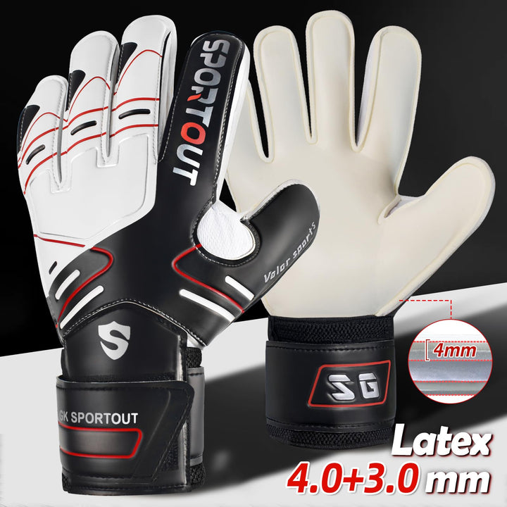Youth&Adult Goalie Goalkeeper Gloves,Strong Grip for The Toughest Saves, with Finger Spines to Give Splendid Protection to Prevent Injuries,3 Colors (Black, 9)
