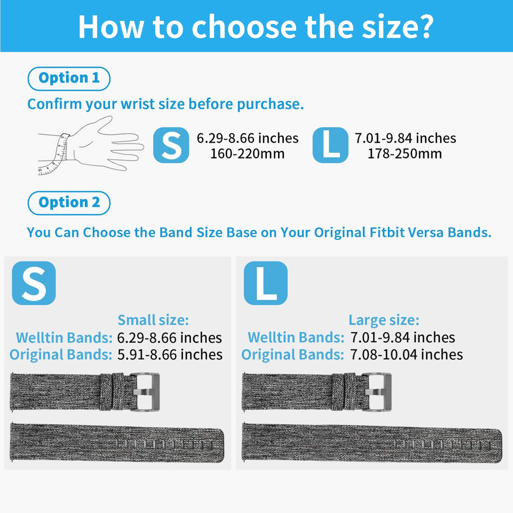 2 Pack Bands Compatible with Fitbit Versa / Fitbit Versa 2 / Fitbit Versa Lite for Women Men, Breathable Woven Fabric Strap, Adjustable Replacement Wristband for Fitbit Versa Smart Watch