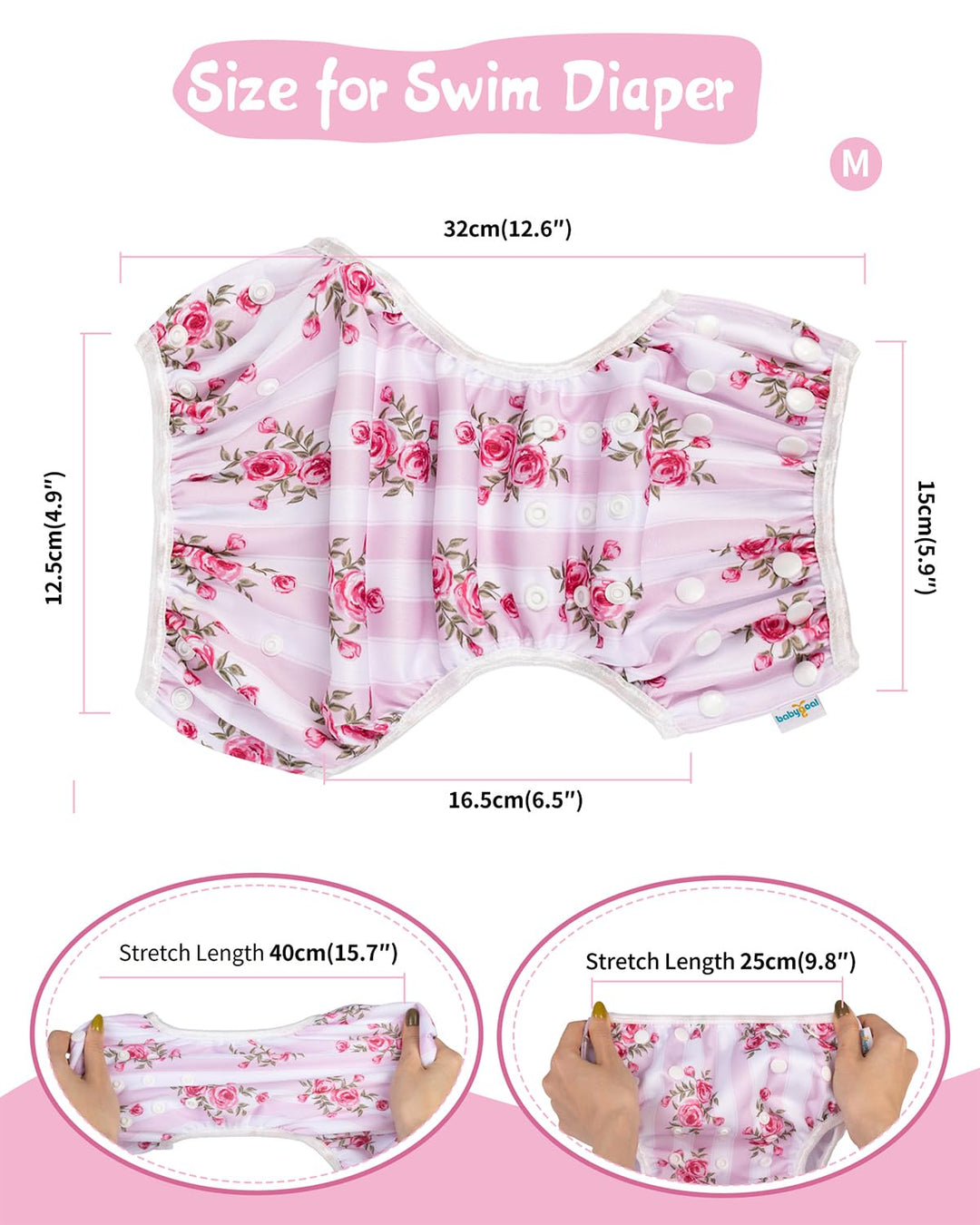 Baby Reusable Swim Diaper, Washable and Adjustable for Babies 0-2 Years, Swimming Lessons & Baby Gift 3SD07