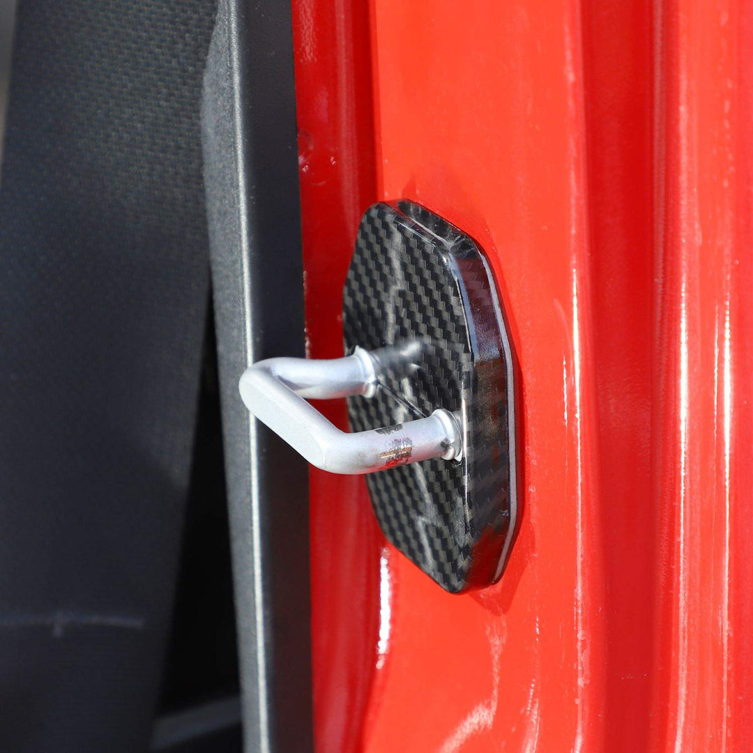 for Jeep JK ABS Carbon Fiber Door Lock Covers Protection Trim for 2007-2019 Jeep Wrangler JK JKU, for 2016+ Jeep Renegade, for 2011+ Grand Cherokee, for Chrysler, for 2019 RAM 6PCS
