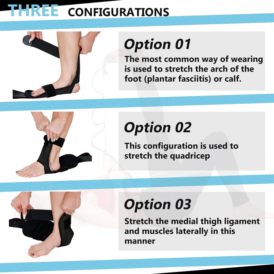 Foot and Calf Fascia Stretcher for Plantar Fasciitis, Physiotherapy Stretching Strap, Yoga Stretch Strap Improves Strength and Relief to Heel Spurs, Calf, Thigh and Hip (Black)