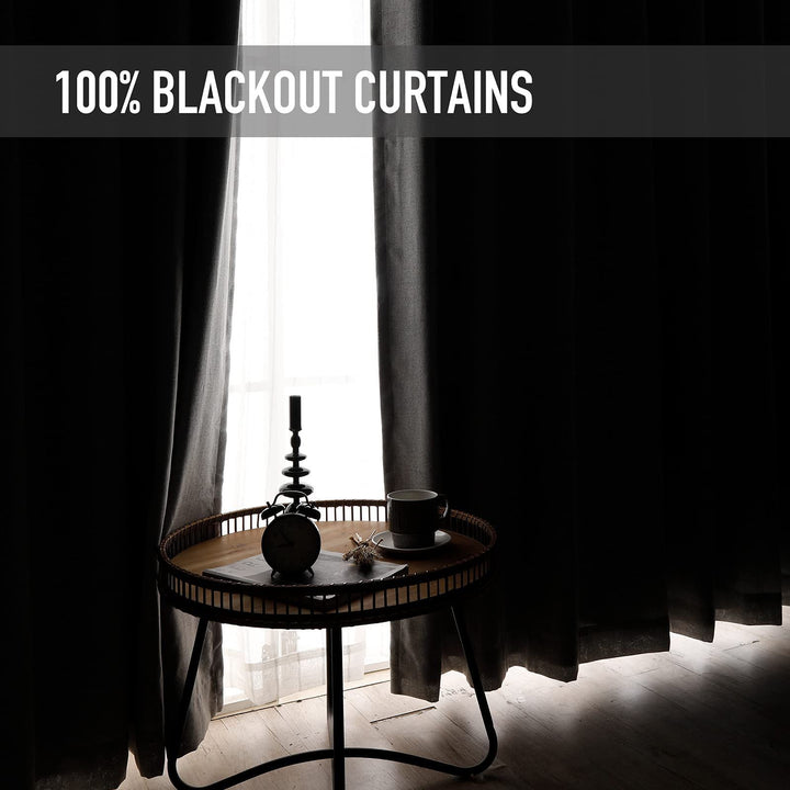 100% Blackout Sliding Door Curtains Patio Door Curtains Linen Textured Extra Wide Curtains 96 Inch Long Grommet Curtain Drapes for Living Room Curtain Panels(W50 x L96 1 Panel, Chocolate)