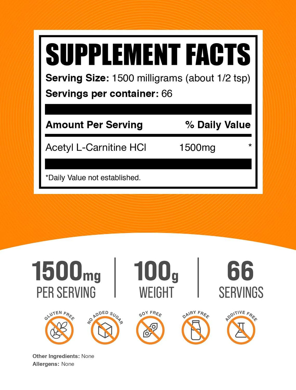 .com Acetyl L-Carnitine Powder - as ALCAR HCl, Carnitine Supplement - Gluten Free, 1.5g per Serving, 100g (3.5 oz) (Pack of 1)