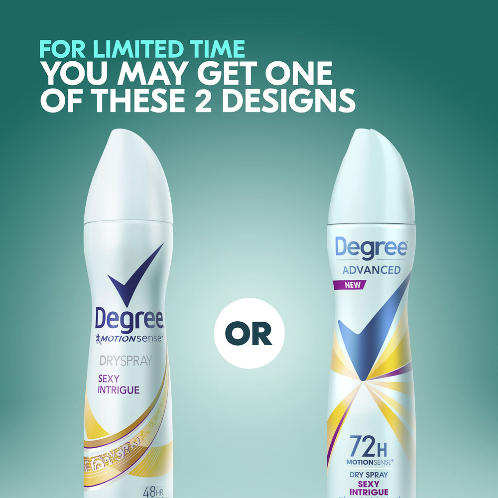 Advanced Antiperspirant Deodorant Dry Spray 72-Hour Sweat and Odor Protection Sexy Intrigue Deodorant Spray For Women With MotionSense Technology 3.8 oz