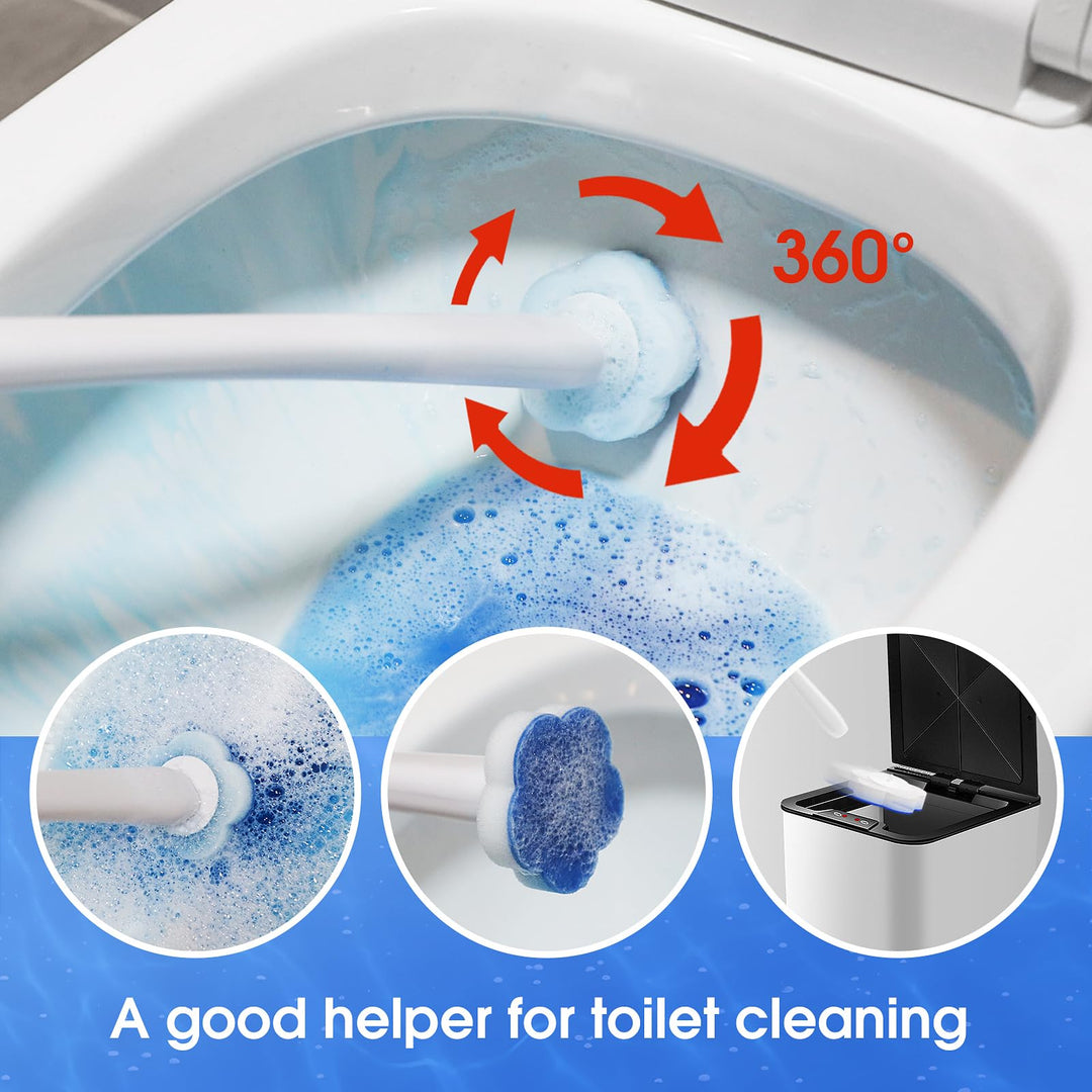 Disposable Toilet Bowl Brush with 40 Toilte Wand Refills, Toilet Bowl Cleaner Wands, Toilet Cleaning System Starter Kit