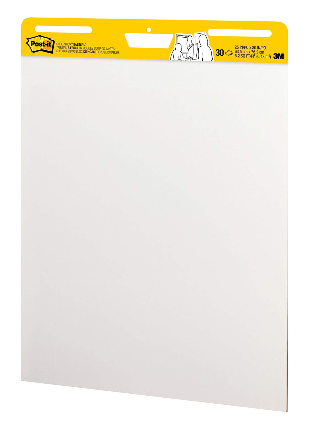 Super Sticky Easel Pad, 25 in x 30 in, White, 30 Sheets/Pad, 2 Pad/Pack, Large White Premium Self Stick Flip Chart Paper, Super Sticking Power (559)