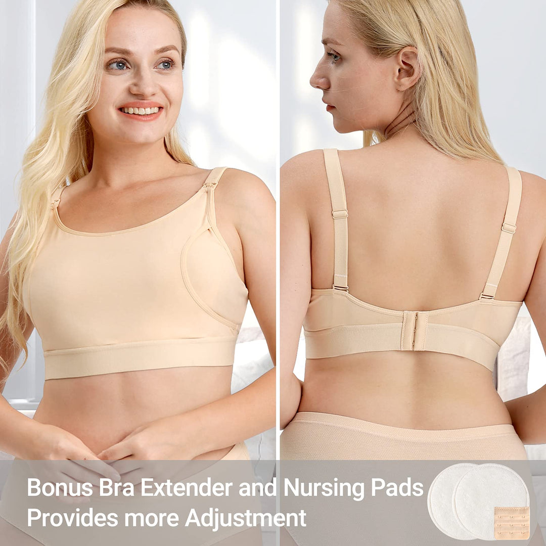 Pumping Bra, Pumping Bra Hands Free 3 Pack Comfortable All Day Wear Pumping and Nursing Bra in One Holding Breast Pump for Spectra, Lansinoh, Medela