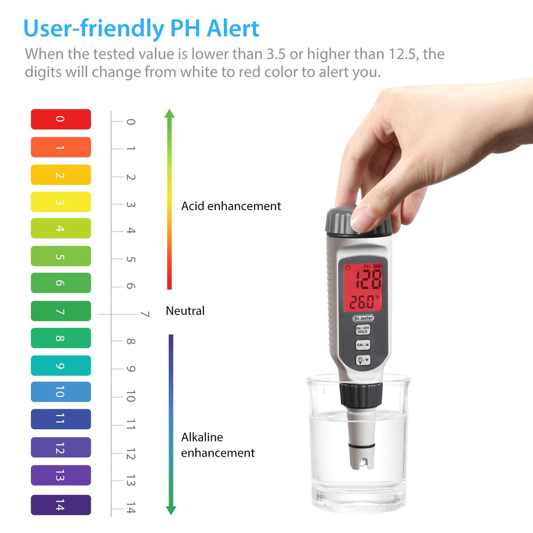 pH Meter, 0.01 High Accuracy Digital PH Tester with LCD Display, 0-14pH Measurement Range with Data Hold Water Quality Tester for Plants Nutrient, Pool, Hydroponic, Aquarium, Home Brewing