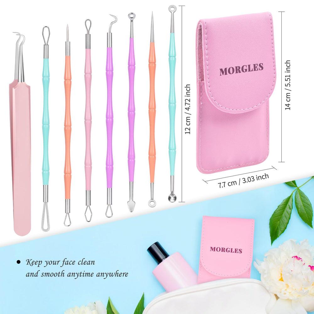 Blackhead Remover Tools, 7PCS Pimple Popper Tool Kit Professional Stainless Comedone Popper Extractor Tool for Blackhead Blemish Zit Removing with Leather Travel Case