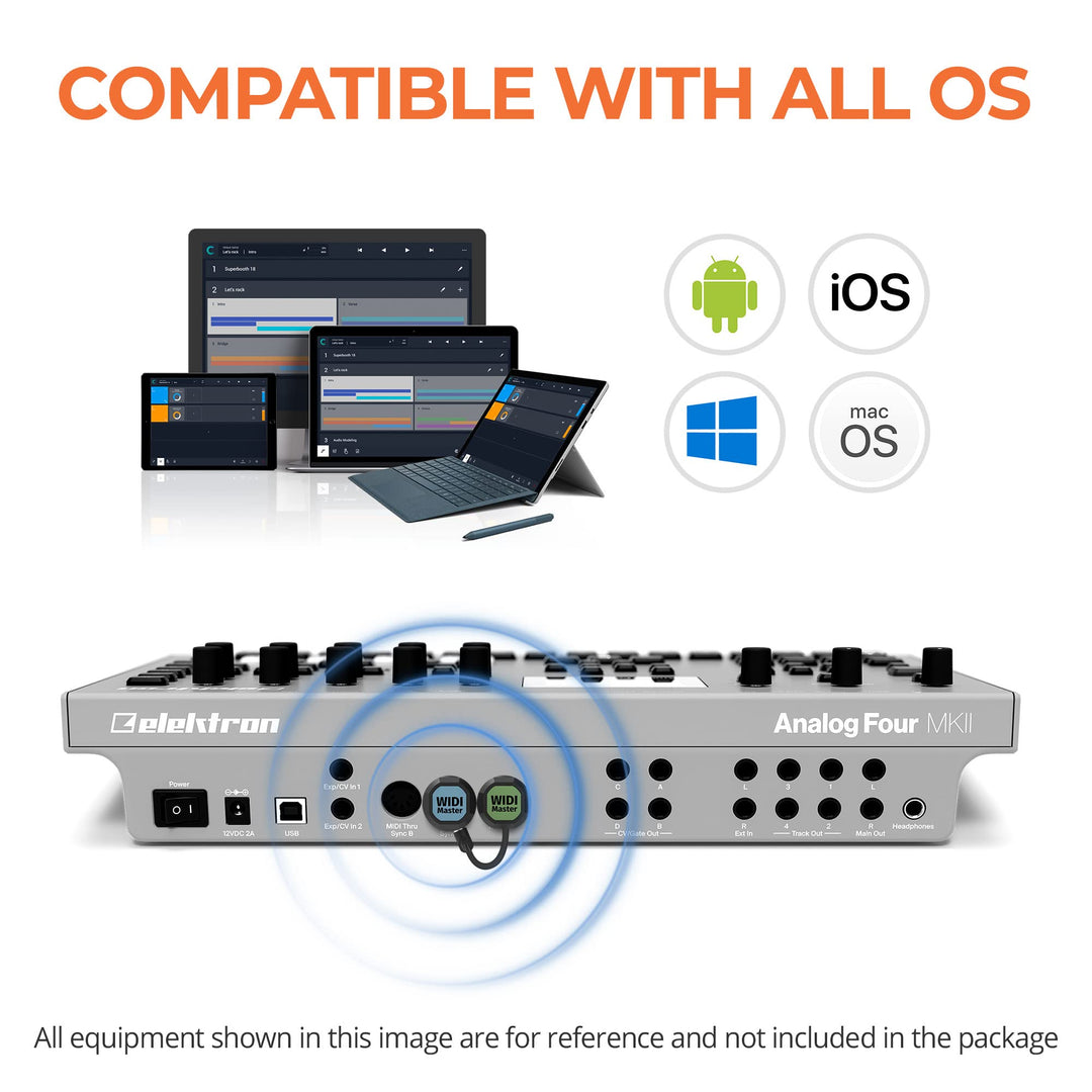 WIDI Master - Wireless MIDI Bluetooth 5 MIDI DIN 5 Adapter - Ultra Low Latency - MIDI Split/Merge - Synthesizer EWI Keytar Pedalboard Digital Piano Keyboard to MIDI, macOS, iOS, Android, Win