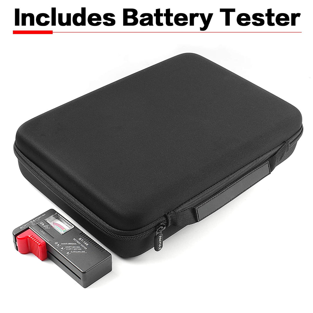 Battery Organizer Storage Case Holder with Tester BT-168, Batteries Variety Pack Bag, Holds 140+ AA, AAA, C, D, 9V, Lithium 3V Button Batteries, Battery Caddy Container(Not Includes Batteries)(Grey)
