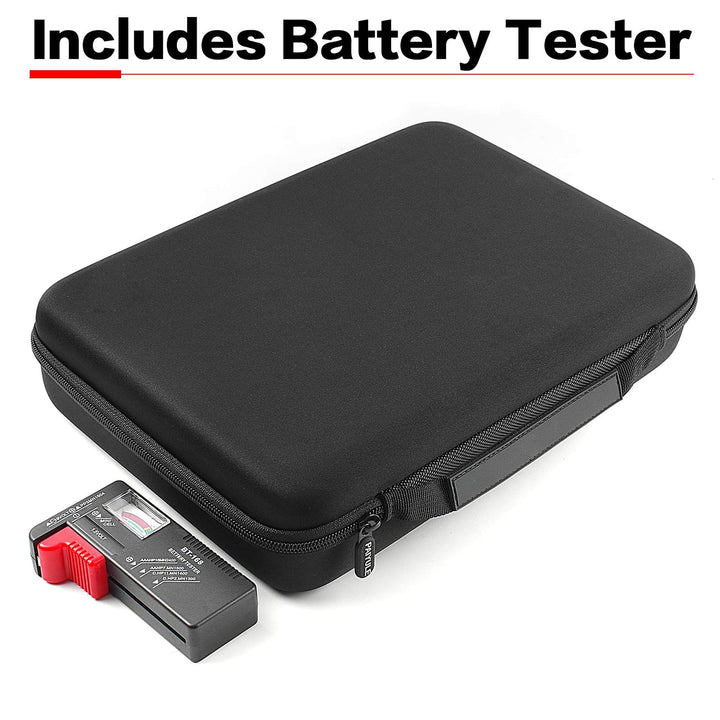 Battery Organizer Storage Case Holder with Tester BT-168, Batteries Variety Pack Bag, Holds 140+ AA, AAA, C, D, 9V, Lithium 3V Button Batteries, Battery Caddy Container(Not Includes Batteries)(Grey)