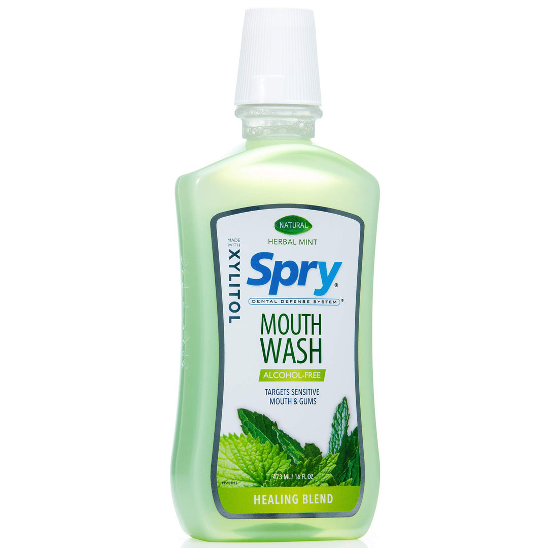 Xylitol Mouthwash Fluoride Free with Enamel Support, Gentle, Natural Healing Herbal Mint - 16 fl oz (Pack of 1)