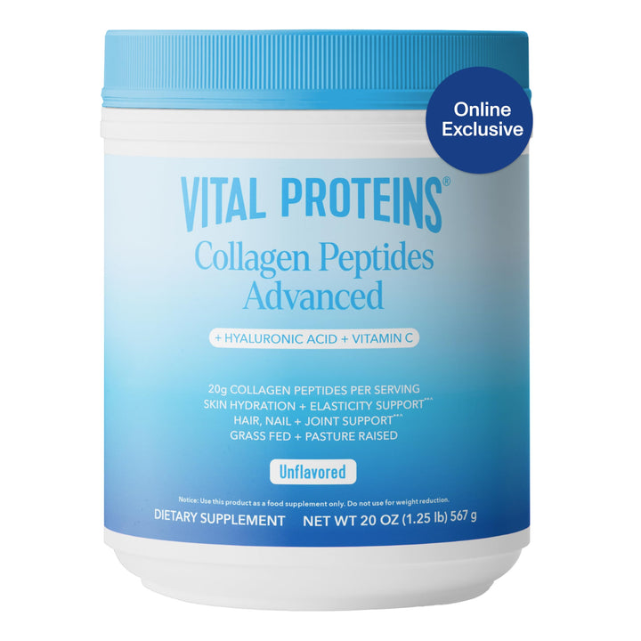 Collagen Peptides Powder Advanced with Hyaluronic Acid & Vitamin C - 20oz Collagen Protein, Unflavored, 28 Servings