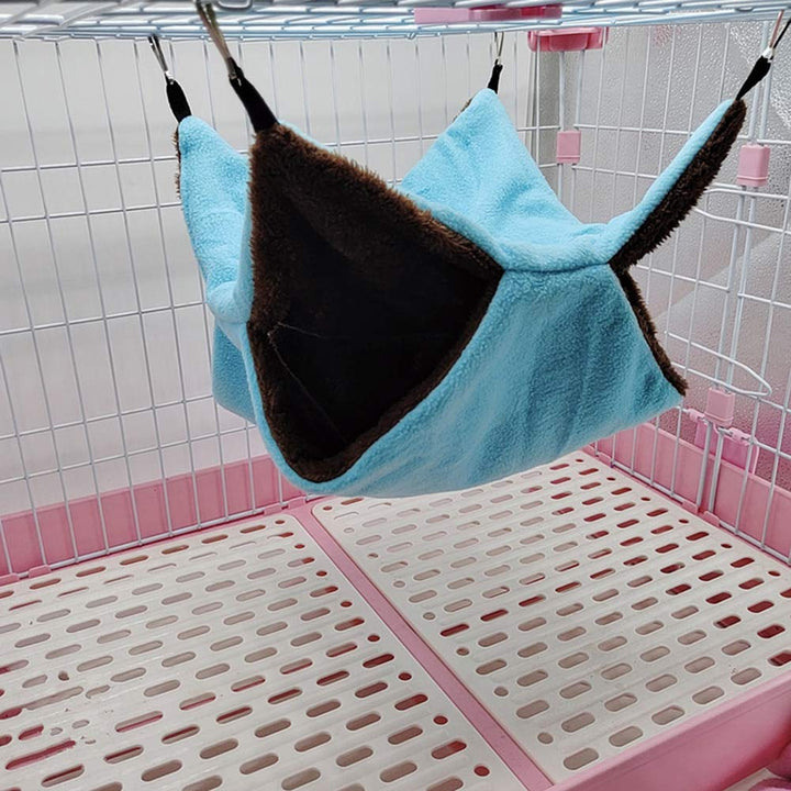 Bird Nest Double Layer Hanging Hammock Bed Toy for Parrot Parakeet Cockatiel Conure Cockatoo African Grey Amazon Lovebird Finch Budgie Hamster Rat Gerbils Chinchilla Cage Perch (Blue)