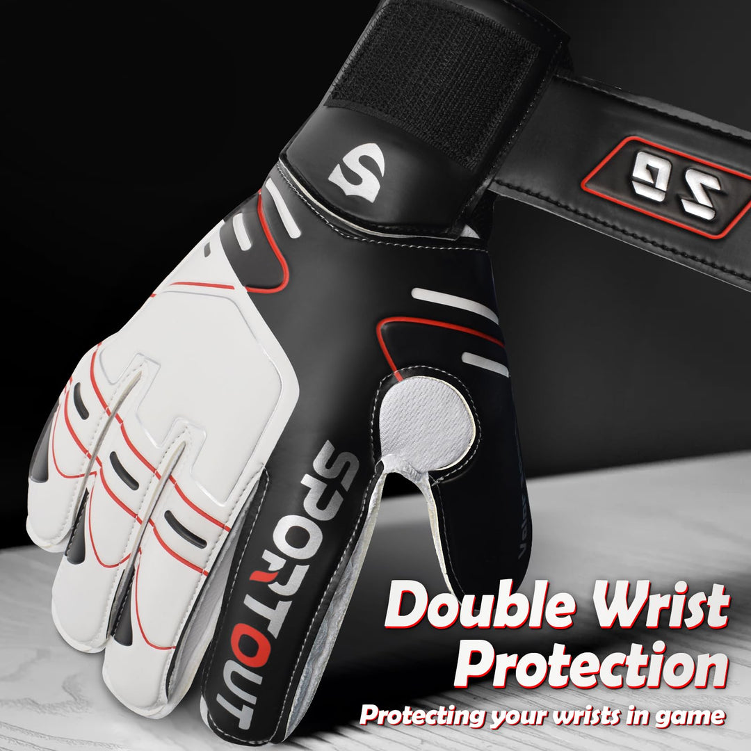 Youth&Adult Goalie Goalkeeper Gloves,Strong Grip for The Toughest Saves, with Finger Spines to Give Splendid Protection to Prevent Injuries,3 Colors (Black, 9)