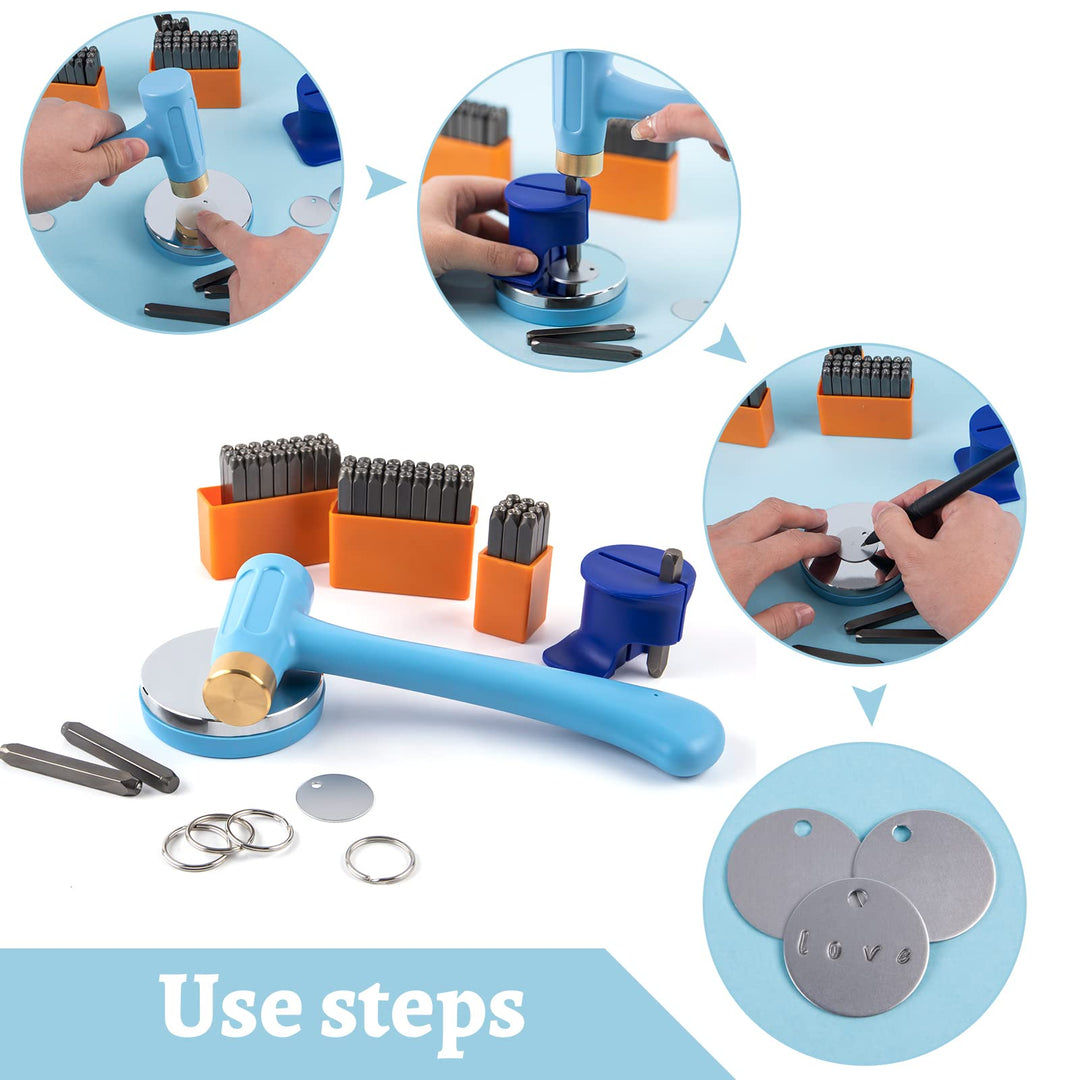 Jewelry Stamping Kit , Letter Number Punch Set , Metal Stamping Tools with Hammer for DIY Jewelry Making ( A-Z , a-z , 0-9 )