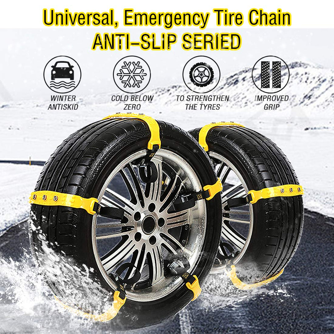 Snow Chains, Snow Tire Chains Car Anti Slip Adjustable Anti-Skid Chains Car Tire Snow Chains for Car/SUV 10Pcs (Yellow-1) Truck Width 7.3”-11.7”(185mm-295mm)