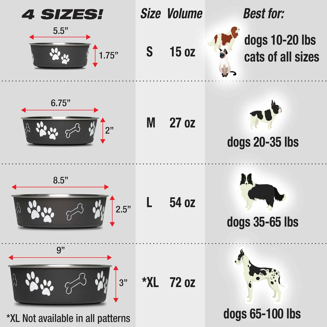 - Bella Bowls - Dog Food Water Bowl No Tip Stainless Steel Pet Bowl No Skid Spill Proof (Medium, Blueberry Blue)