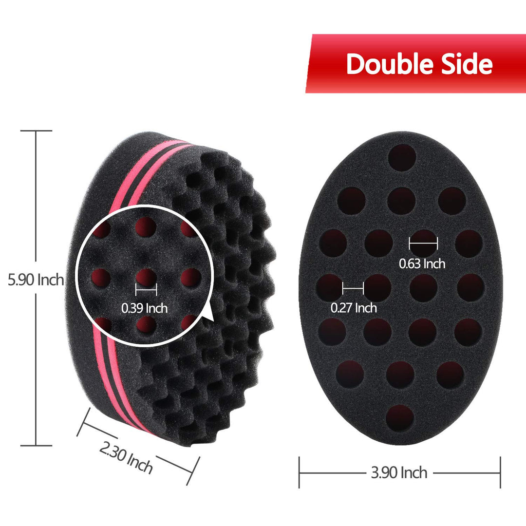 Big Holes Magic Hair Twist Sponges, Barber Sponge Brush for Hair, Hair Sponge for Curls Women and Men with 1 6.69inch Metal Hair Pick (3 pack)