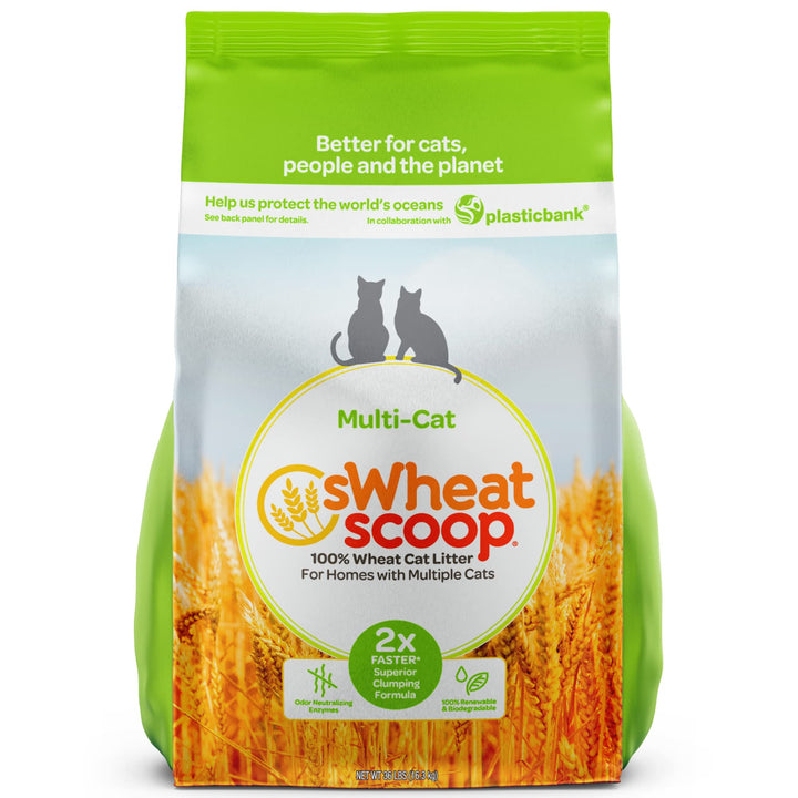 Natural Wheat Multi-Cat Litter, Superior Clumping with Odor Neutralizing Enzymes, 36 Pound Bag