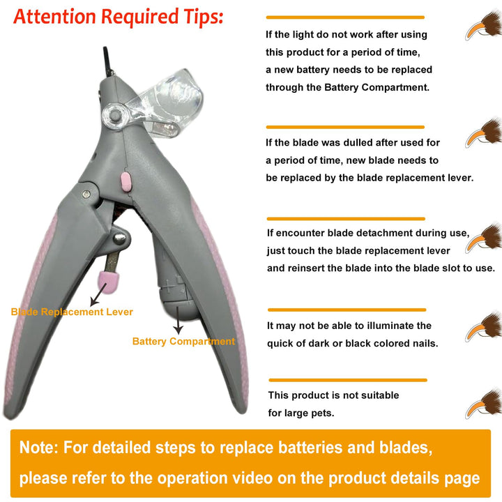 Illuminated Pet Nail Clipper, 5X Magnification Dog Nail Scissor Pet Grooming Trimmer Claw Care Tool, Features LED Light Great for Dogs Cats