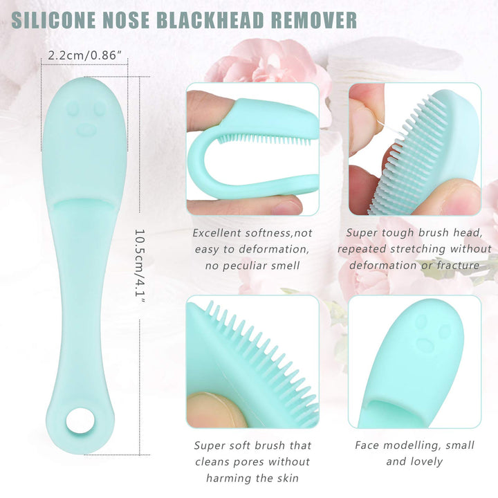 Silicone Facial Cleansing Brush, 5pcs Face Scrubber, 5pcs Nose Blackhead Remover and 5pcs Double-Sided Exfoliating Lip Brush Lip Exfoliator Tool for Sensitive, Delicate, Dry Skin, Set of 15