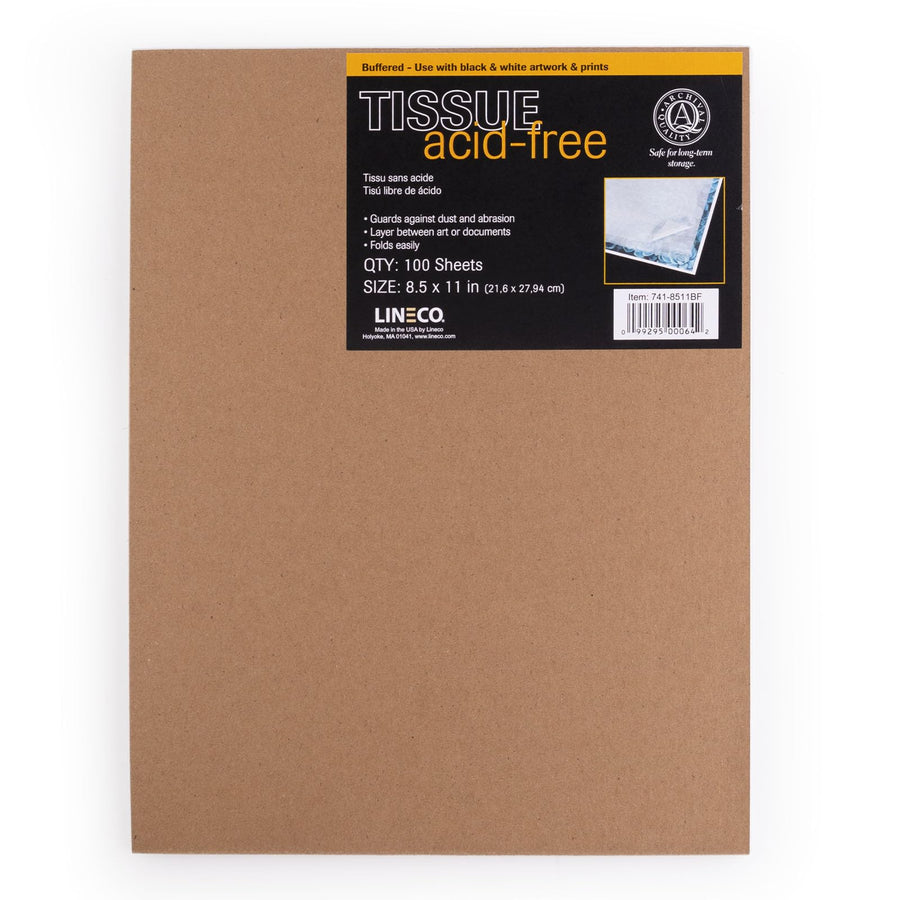 Buffered Acid-Free Interleaving Tissue 8.5 x11, Archival Tissue Extends Life of Papers, Photographs, Artwork and Textiles, for Black & White, Color, and Albumen Prints, Pack of 100