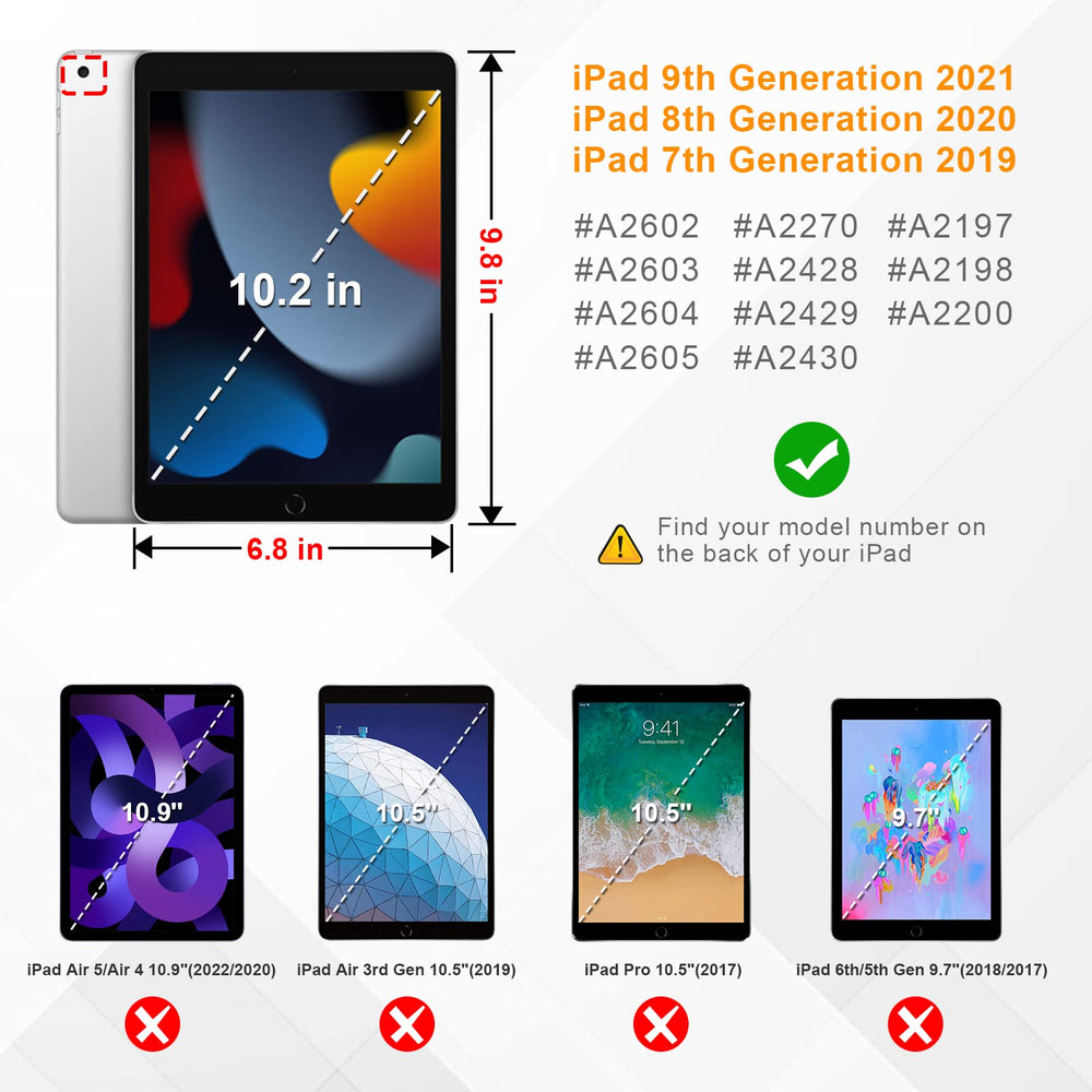 Rotating Case for iPad 9th Generation (2021) / 8th Generation (2020) / 7th Gen (2019) 10.2 Inch - 360 Degree Rotating Stand Cover with Pencil Holder, Auto Wake Sleep, Emerald Marble