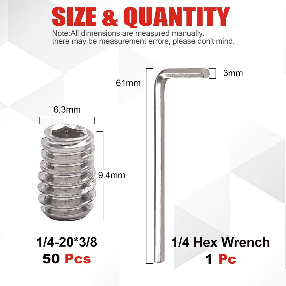 100Pcs SAE Stainless Hex Allen Head Socket Set Screws Grub Screw Bolts Assortment Kit Internal Hex Drive Cup-Point Screws #4-40 x 5/16