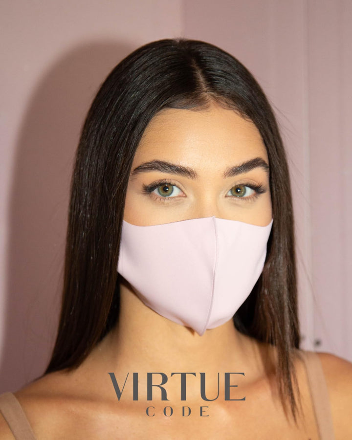 Second Skin Cloth Face Mask Pack. 4 Buttery Soft Masks Washable Fabric - Pink, Baby Blue, Soft Grey and Black Face Mask Reusable. Stretchy, Comfortable, Fresh Facemask.
