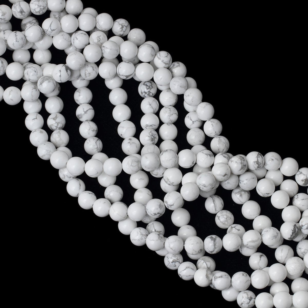8mm 45PCS Natural White Howlite Gemstone Round Loose Stone Beads for Jewelry Making DIY Crafts Design 1 Strand 15