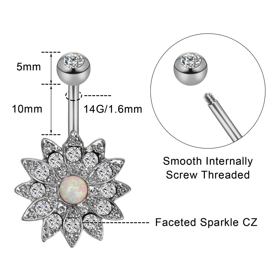 Dangle Belly Button Rings Surgical Stainless Steel for Women 5 PCS Set (Rose Gold)