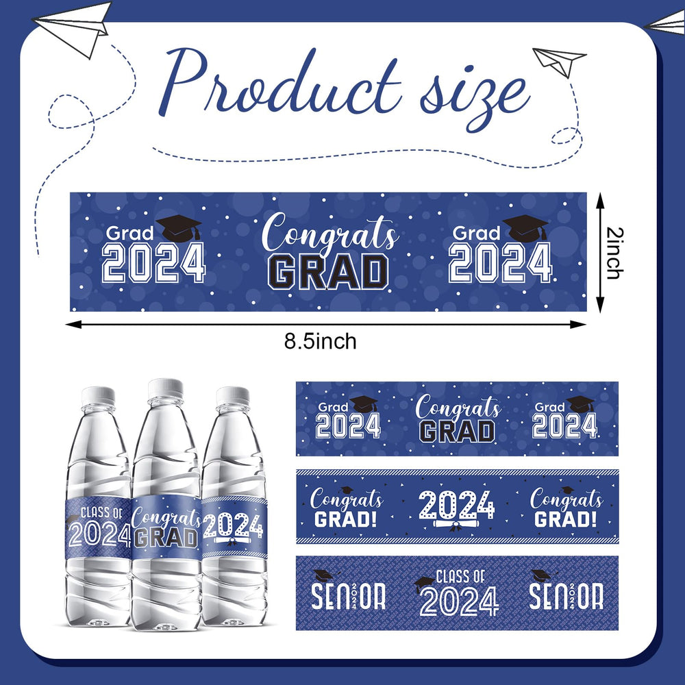 39 Pieces Graduation Decorations Water Bottle Labels Congrats Grad Stickers Class of Party Supplies for High School, College, Nursing, Doctorate Graduation Celebration Decor (Blue,2022 Style)