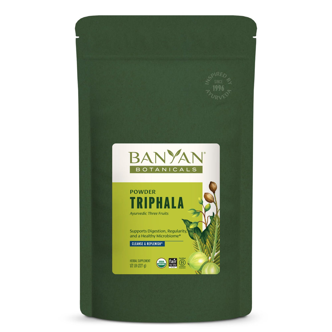 Triphala Powder - Organic Digestion Supplement with Amla, Haritaki & Bibhitaki – Digestion, Colon Support & Healthy Gut Microbiome* – 1/2 lb – Non-GMO Sustainably Sourced Vegan