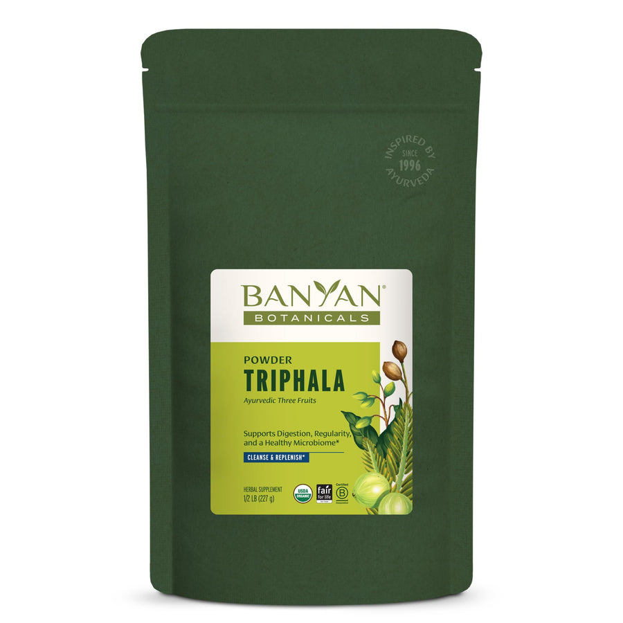 Triphala Powder - Organic Digestion Supplement with Amla, Haritaki & Bibhitaki – Digestion, Colon Support & Healthy Gut Microbiome* – 1/2 lb – Non-GMO Sustainably Sourced Vegan