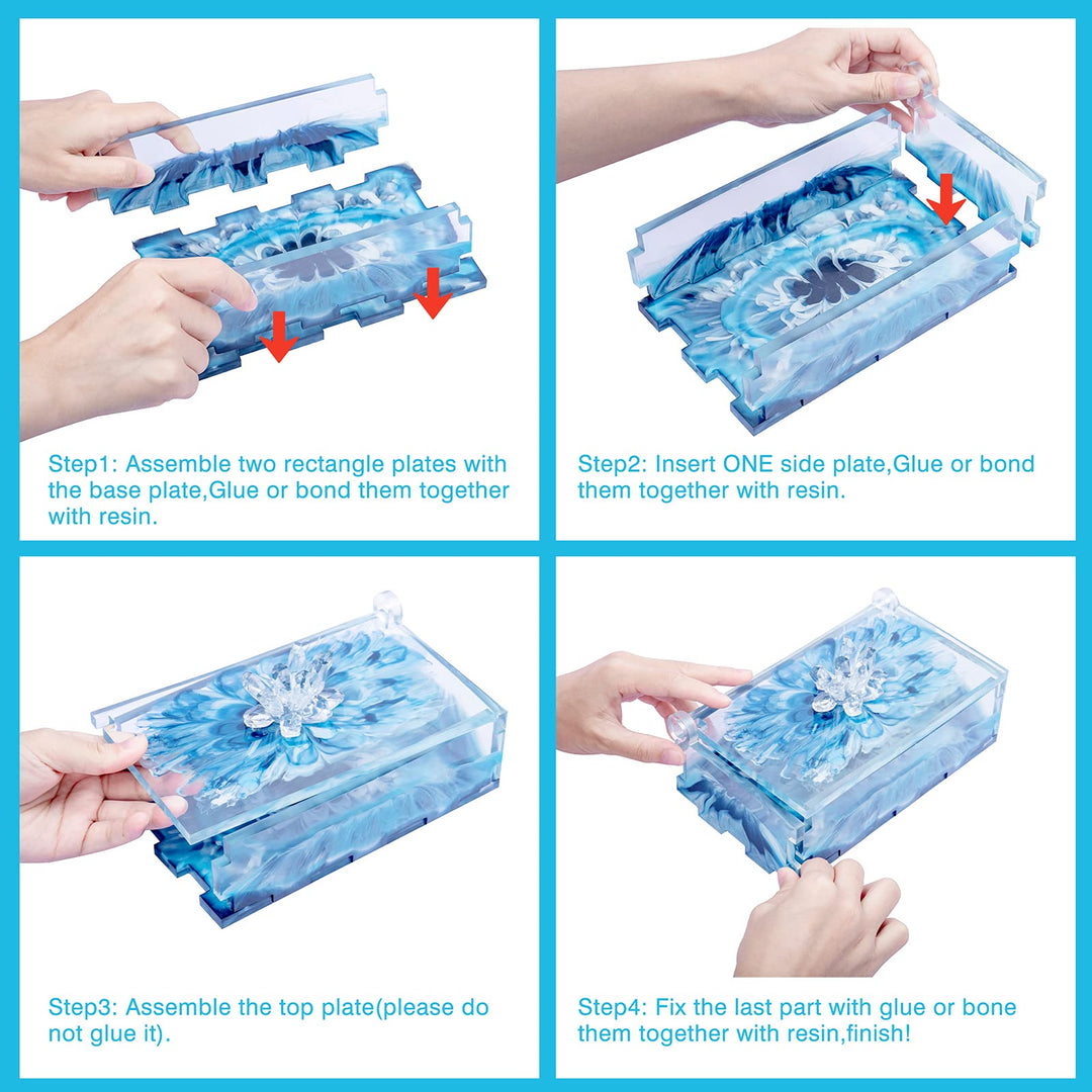 Resin Rectangle Box Mold, Epoxy Resin Silicone Large Storage Container with Lid Set Mould for Casting, Perfect for Dominoes Coffee Pod Jewelry Napkin Candy Cosmetics Trinket Crafts DIY Organizer