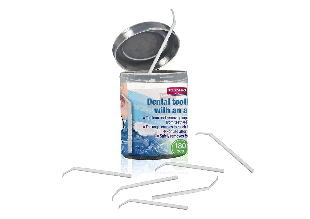 Oral Care Dental Teeth Pick with Angle Plastic Teeth Floss Toothpick with Angle 180 Count (Pack of 1)