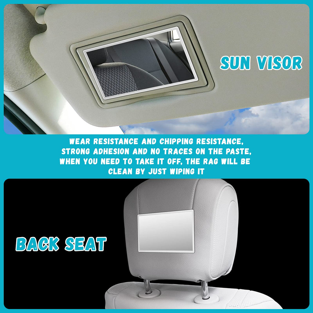2 Pieces Car Visor Mirrors Makeup Mirror for Car Visor Stick on Car Vanity Mirror Sun-Shading Cosmetic Mirror Large Stainless Steel Wife Girlfriend Make Up in Car 5.91 x 3.15 Inch and 4.33 x 2.36 Inch