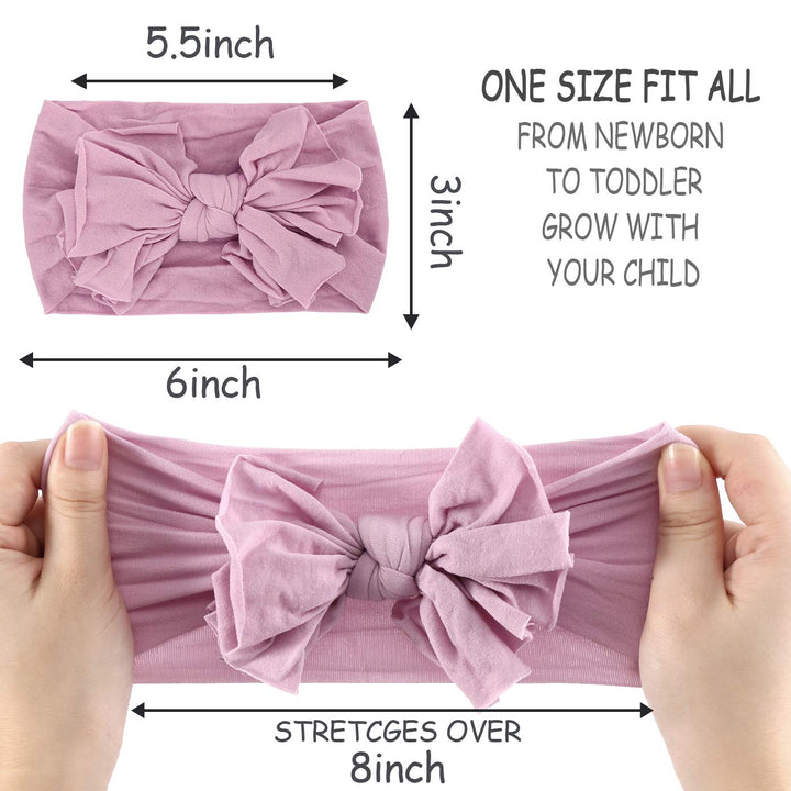 8pcs Baby Girls Headbands with Bows, Nylon Stretchy Hair Bands Hair Bow Elastics Hair Accessories for Newborn Baby Infant Toddlers Kids