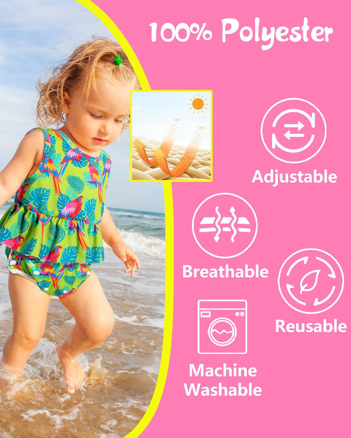 Baby Reusable Swim Diaper, Washable and Adjustable for Babies 0-2 Years, Swimming Lessons & Baby Gift 3SD07
