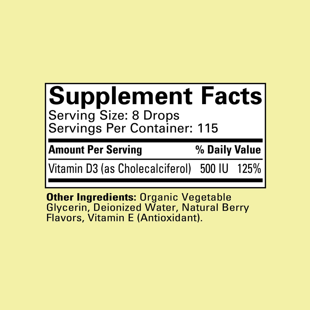1 : Child Life Vitamin D3, Berry Flavor, Glass Bottle, 1 Ounce